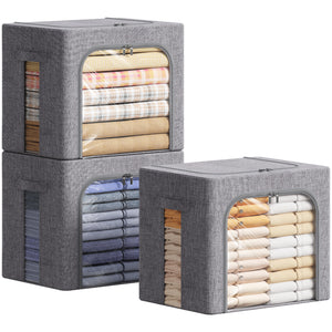 Lifewit Stackable Clothes Storage Box with Metal Frame, 40L Storage Bag Fabric Box